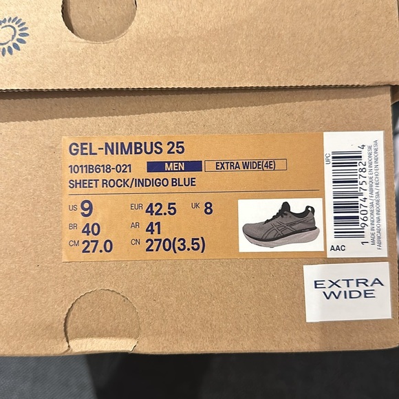 Men’s ASICS gel nimbus 25 new with tags and box! Size 9 extra wide - Picture 4 of 4